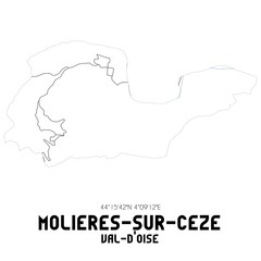 MOLIERES-SUR-CEZE Val-d'Oise. Minimalistic street map with black and white lines.