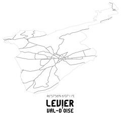 LEVIER Val-d'Oise. Minimalistic street map with black and white lines.