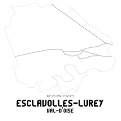 ESCLAVOLLES-LUREY Val-d'Oise. Minimalistic street map with black and white lines.