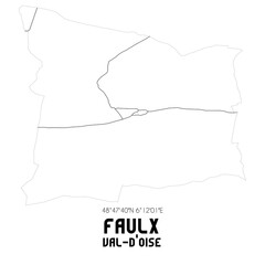 FAULX Val-d'Oise. Minimalistic street map with black and white lines.