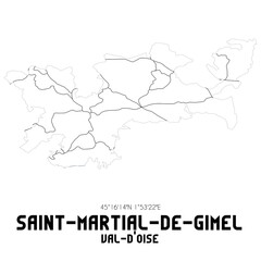SAINT-MARTIAL-DE-GIMEL Val-d'Oise. Minimalistic street map with black and white lines.