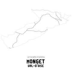 MONGET Val-d'Oise. Minimalistic street map with black and white lines.