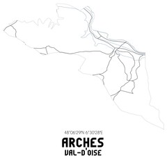 ARCHES Val-d'Oise. Minimalistic street map with black and white lines.