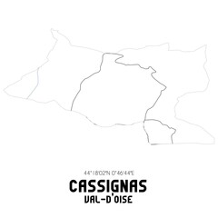 CASSIGNAS Val-d'Oise. Minimalistic street map with black and white lines.