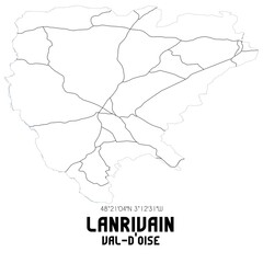 LANRIVAIN Val-d'Oise. Minimalistic street map with black and white lines.