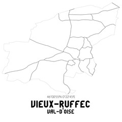 VIEUX-RUFFEC Val-d'Oise. Minimalistic street map with black and white lines.