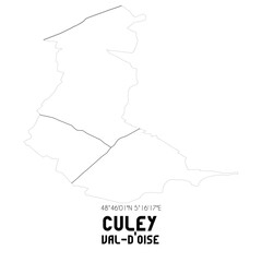 CULEY Val-d'Oise. Minimalistic street map with black and white lines.