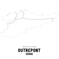 OUTREPONT Somme. Minimalistic street map with black and white lines.