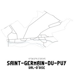 SAINT-GERMAIN-DU-PUY Val-d'Oise. Minimalistic street map with black and white lines.