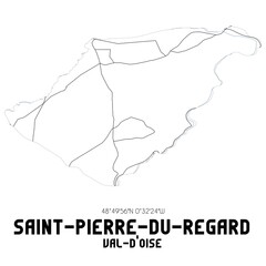 SAINT-PIERRE-DU-REGARD Val-d'Oise. Minimalistic street map with black and white lines.