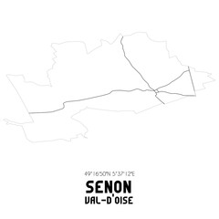 SENON Val-d'Oise. Minimalistic street map with black and white lines.