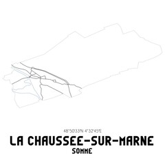 LA CHAUSSEE-SUR-MARNE Somme. Minimalistic street map with black and white lines.