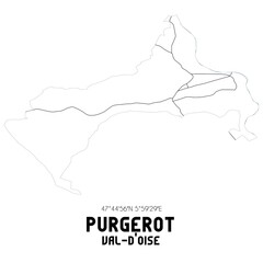 PURGEROT Val-d'Oise. Minimalistic street map with black and white lines.