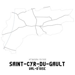 SAINT-CYR-DU-GAULT Val-d'Oise. Minimalistic street map with black and white lines.