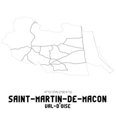 SAINT-MARTIN-DE-MACON Val-d'Oise. Minimalistic street map with black and white lines.