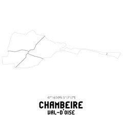 CHAMBEIRE Val-d'Oise. Minimalistic street map with black and white lines.
