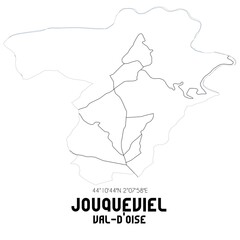 JOUQUEVIEL Val-d'Oise. Minimalistic street map with black and white lines.