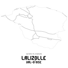 LALIZOLLE Val-d'Oise. Minimalistic street map with black and white lines.