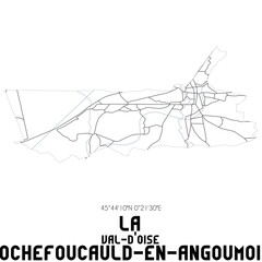 LA ROCHEFOUCAULD-EN-ANGOUMOIS Val-d'Oise. Minimalistic street map with black and white lines.