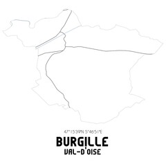BURGILLE Val-d'Oise. Minimalistic street map with black and white lines.