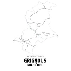 GRIGNOLS Val-d'Oise. Minimalistic street map with black and white lines.