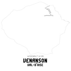 VENANSON Val-d'Oise. Minimalistic street map with black and white lines.