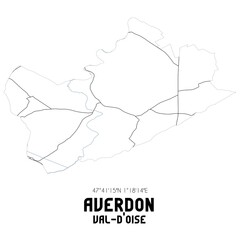AVERDON Val-d'Oise. Minimalistic street map with black and white lines.