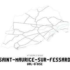 Obraz premium SAINT-MAURICE-SUR-FESSARD Val-d'Oise. Minimalistic street map with black and white lines.