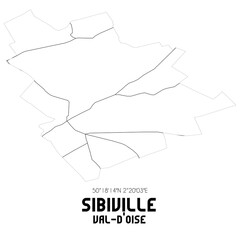 SIBIVILLE Val-d'Oise. Minimalistic street map with black and white lines.