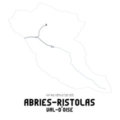 ABRIES-RISTOLAS Val-d'Oise. Minimalistic street map with black and white lines.