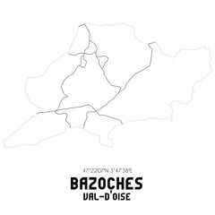 BAZOCHES Val-d'Oise. Minimalistic street map with black and white lines.