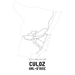 CULOZ Val-d'Oise. Minimalistic street map with black and white lines.