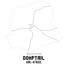 DOMPTAIL Val-d'Oise. Minimalistic street map with black and white lines.