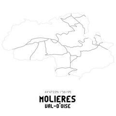 MOLIERES Val-d'Oise. Minimalistic street map with black and white lines.