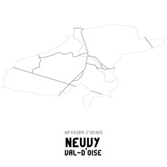 NEUVY Val-d'Oise. Minimalistic street map with black and white lines.