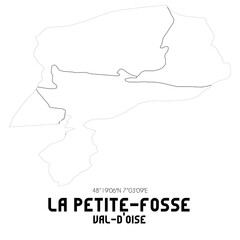 LA PETITE-FOSSE Val-d'Oise. Minimalistic street map with black and white lines.