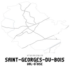 SAINT-GEORGES-DU-BOIS Val-d'Oise. Minimalistic street map with black and white lines.