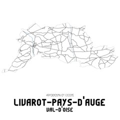 LIVAROT-PAYS-D'AUGE Val-d'Oise. Minimalistic street map with black and white lines.