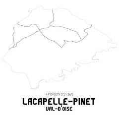 LACAPELLE-PINET Val-d'Oise. Minimalistic street map with black and white lines.