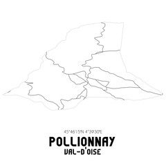 POLLIONNAY Val-d'Oise. Minimalistic street map with black and white lines.