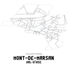 MONT-DE-MARSAN Val-d'Oise. Minimalistic street map with black and white lines.