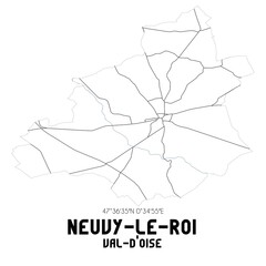 NEUVY-LE-ROI Val-d'Oise. Minimalistic street map with black and white lines.