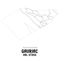 GAURIAC Val-d'Oise. Minimalistic street map with black and white lines.