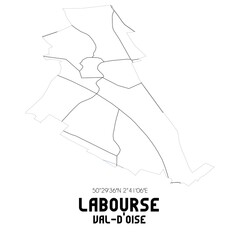 LABOURSE Val-d'Oise. Minimalistic street map with black and white lines.