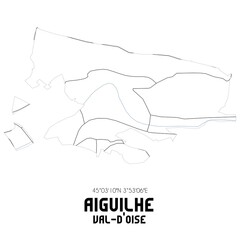 AIGUILHE Val-d'Oise. Minimalistic street map with black and white lines.