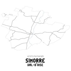 SIMORRE Val-d'Oise. Minimalistic street map with black and white lines.