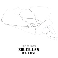 SALEILLES Val-d'Oise. Minimalistic street map with black and white lines.