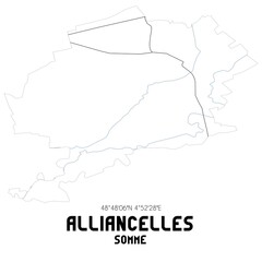ALLIANCELLES Somme. Minimalistic street map with black and white lines.