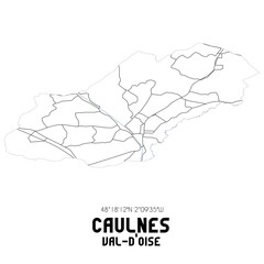 CAULNES Val-d'Oise. Minimalistic street map with black and white lines.