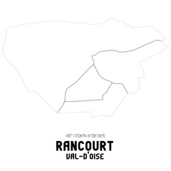 RANCOURT Val-d'Oise. Minimalistic street map with black and white lines.
